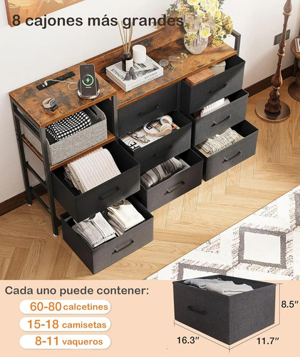 Burós Cómoda Recamara Minimalista Noche Con 8 Cajones