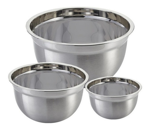 Set X3 Bowls Ensaladeras Acero Inoxidable Repostería