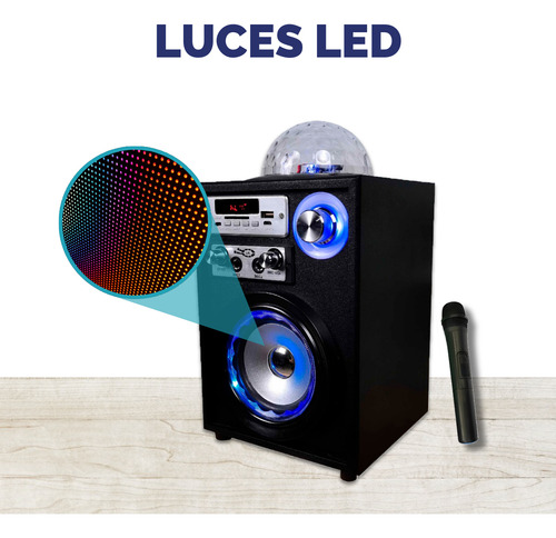 Parlante Bluetooth Premium Con Bola De Luz Led De 10w Color Negro