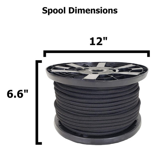 Cable De Poliéster Negro De Pulgada Carrete De 250 Pies | A