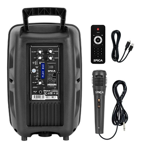 Imagen 4 de 10 de Parlante Spica Sp-4408 Bluetooth Portatil 8 Pulgadas Led Rgb