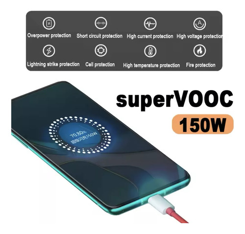 Cabo Carregador Usb-c Para Oneplus 2m 6a 200w Supervooc