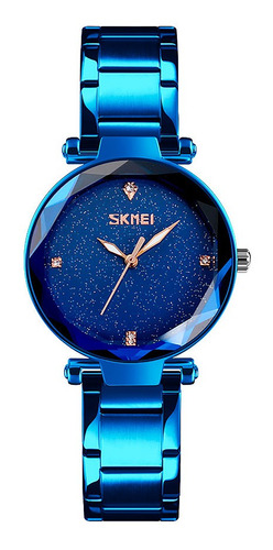 Reloj Mujer Skmei 9180 Acero Minimalista Elegante Clasico Color de la malla Azul