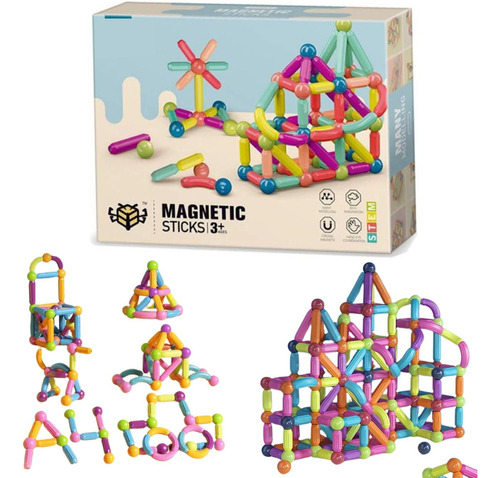 Magnetic Stick Building Blocks Jogo Ímãs Conjunto 76 Peças