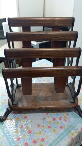 Imagen 4 de 5 de Recibidor Madera Maciza Con Espejo Y Revistero No Envio