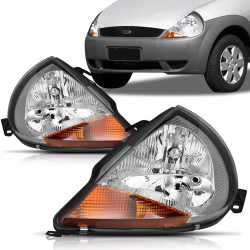 Imagem 1 de 3 de Par Farol Ford Ka 97 98 99 00 01 02 03 04 05 06 07 Ambar