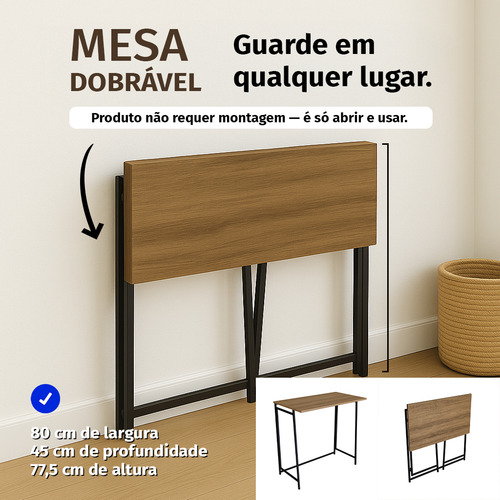 Escrivaninha Mesa Portátil 80cm Industrial Aço Notebook