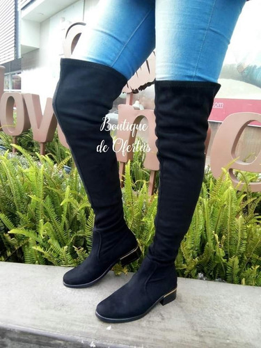 Botas Modernas Caña Alta Para Dama Tacón Plano!