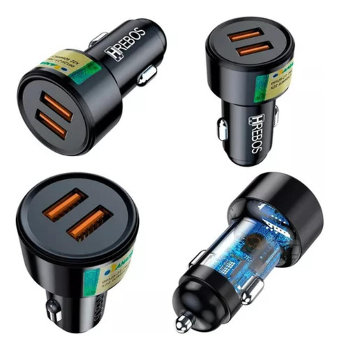 Carregador Turbo Duplo Veicular Com Duas Entradas Usb