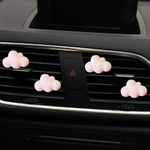 Clips De Ventilación Para Auto Con Diseño De Nube Rosa, 4 Pi