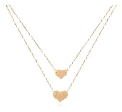 Mevecco Collar Con Colgante De Corazón En Capas, Chapado En