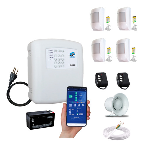 Kit Alarme Residencial Wifi App B4 Ivp Sem Fio Configurado