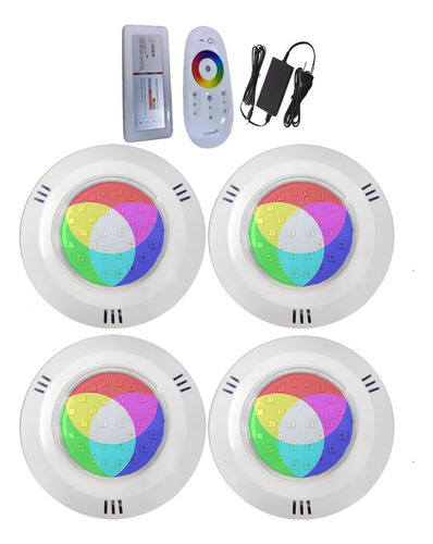 Kit 04 Refletor Led Piscina Hiper Led 15w Abs Rgb Rosca