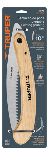 Serrucho Plegable 10 Hoja Curva 6 Dpp, Mango Madera, Truper