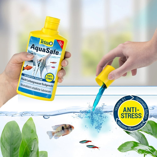 Imagen 4 de 10 de Tetra Aquasafe Plus 250ml Acondicionador Acuario Anticloro