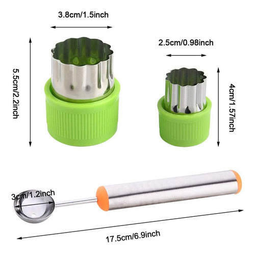 Juego De 12 Moldes Para Cortar Frutas Y Verduras Con Cuchara