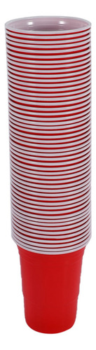 Juego De 50 Vasos De Plástico Desechables De Color Rojo, 50