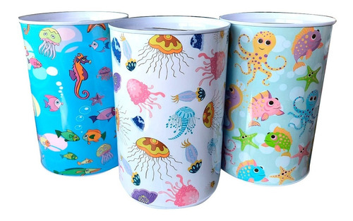 Imagen 1 de 8 de 3 Alcancia Metalica Peces 15x10 Caja Ahorro Cilindrica