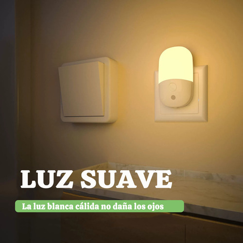 2 Luz Nocturna Regulable Sensor Automático Para Niños Hogar