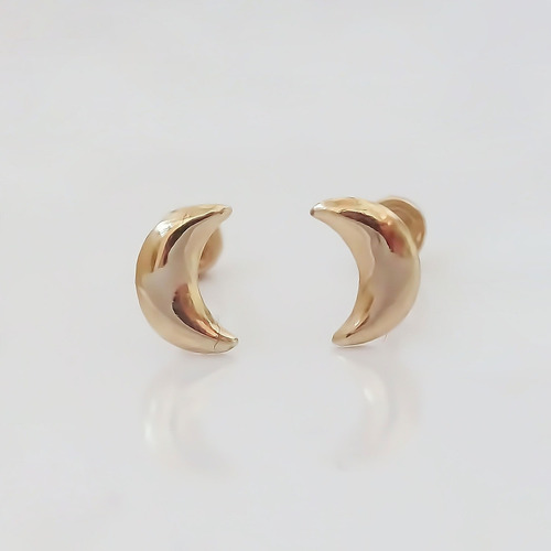 Amor Eterno - Broqueles Luna / Aretes / Oro Sólido 10k