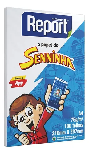 Papel Sulfite Report Resma A4 100 Folhas Seninha Branco 75g Suzan...