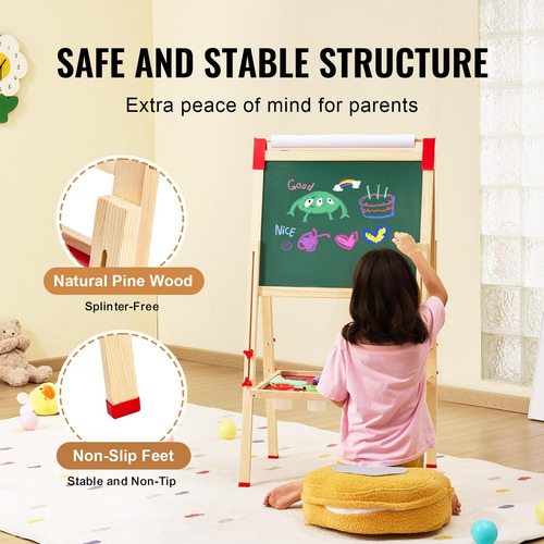 Art Easel Vevor Para Niños 3 En 1 De Madera De Doble Cara Co