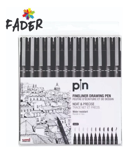 Marcador Uni Pin Fine Liner Drawing  X 12- Barrio Norte