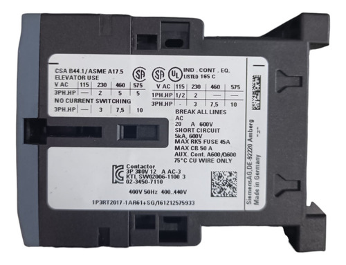 Arrancador Siemens 5 - 6hp Trifasico 440v, 7 - 10 A
