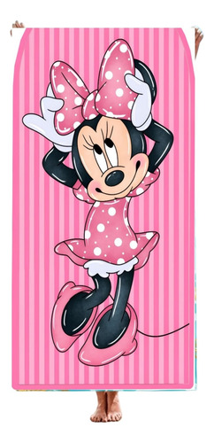 Toalla De Baño Minnie Mouse 160x80cm Microfibra Jumbo Full Rosa