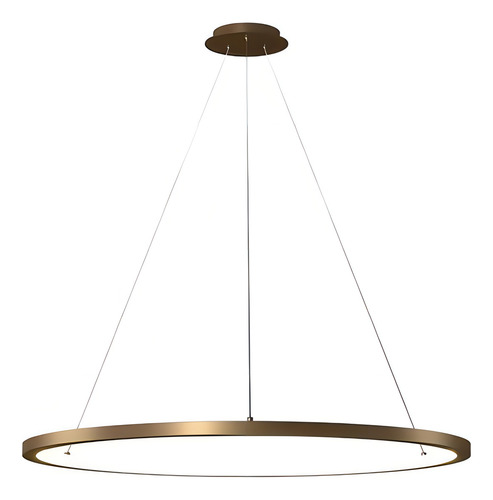 Lustre Pendente 1 Argola Anel Led 18w 40 Cm Alumínio Bivolt Cor Champanhe