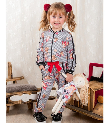 Imagem 3 de 6 de Conjunto Infantil Feminino Tweed Preto Yoyo Gatinha 23134