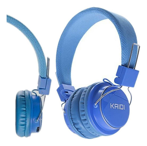 Fone De Ouvido Wireless Kaidi Kd752 Headset Bluetooth Fm Aux Cor Azul Luz Não Tem Luz