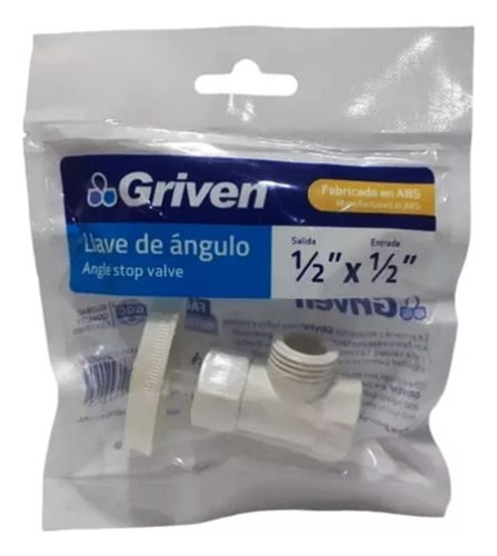 Llave De Arresto De Angulo 1/2 X1/2 Plastico Abs Griven