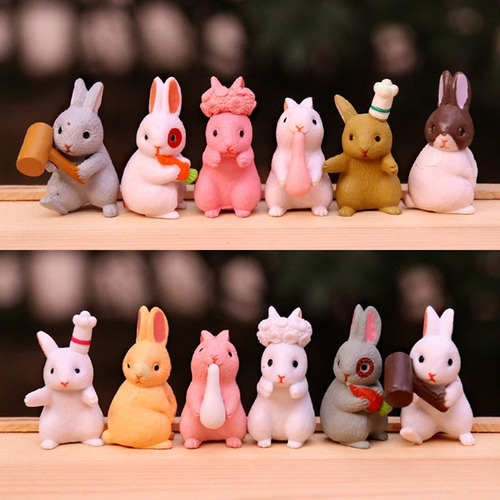 . 12 Peças De Coelho De Jardim De Fadas Mini Coelhinho De