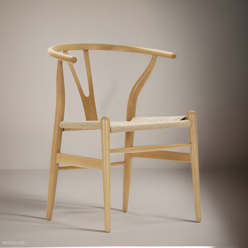 Silla Wishbone De Diseño Estilo Nórdico Madera Y Ratán Ratán Sintético Natural Natural