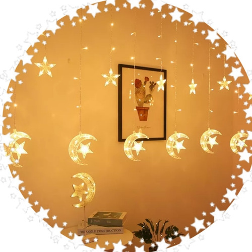 Guirnalda Led Luna Con Estrella Luz Cálida Navidad Decora