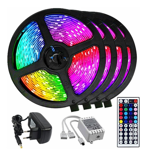 Imagen 1 de 8 de Tira De Luz Led 20 Metros Rgb Kit Para Dormitorio