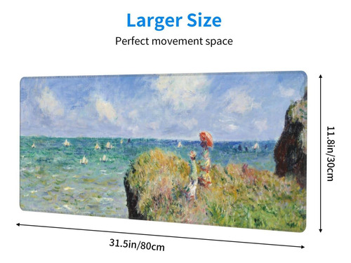 Monet Mouse Almohadilla Cosida Xl Mousepad Grande 31.5 X 12