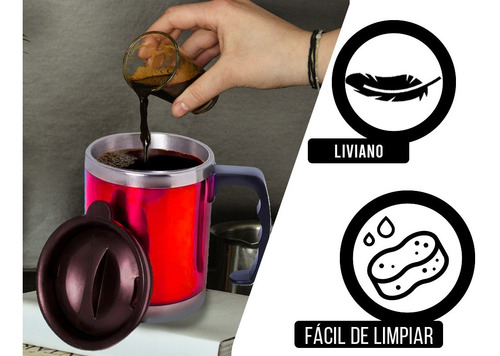 Imagen 7 de 10 de Vaso Termico Jarro Taza Con Manija 450ml Acero Inoxidable
