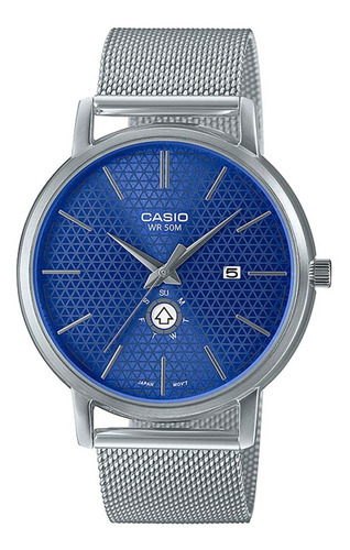 Reloj Hombre Casio Mtp-b125m-2a Joyeria Esponda Color de la malla Plateado Color del bisel Plateado Color del fondo Azul