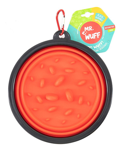 Plato Comedero Perro Plegable Interactivo Grande Mr Wuff Color Rojo