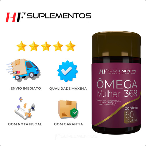 10x Omega 3 6 9 Mulher 60 Caps Hf Suplementos Sem Sabor