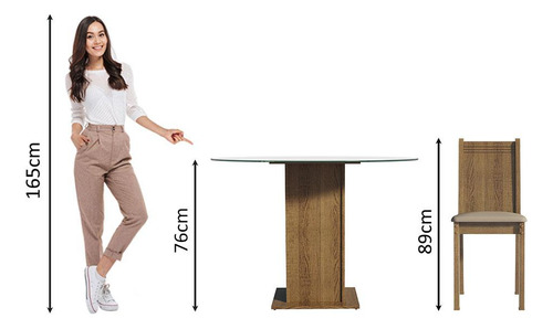 Juego De Comedor Con Mesa Redonda Y 4 Sillas Madesa Paula