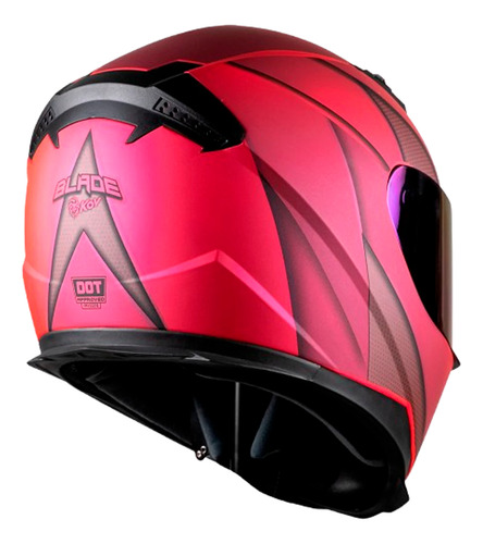 Casco Motocicleta Kov Novak Blade Integral Certificado Dot Rosa Oscuro Solido L