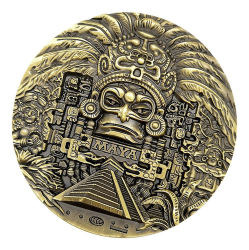 M 80mm Dia Maia Asteca Verde Bronze Moeda Medalhão Art Hobby