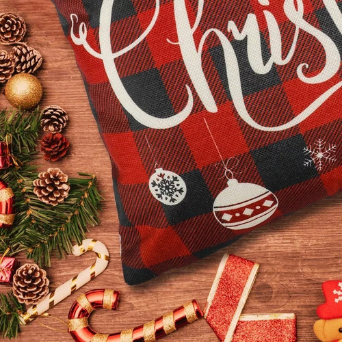 8 Fundas De Almohada Navideñas, Adornos De Lino Navideños