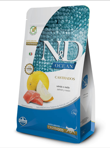 N&d Ocean Gatos Adultos Castrados, Salmón Y Melón 1.5 Kg