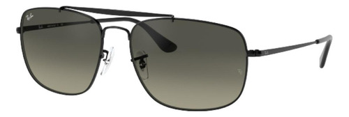 Óculos de sol Ray-Ban General Colonel Large armação de aço cor polished black, lente grey de cristal degradada, haste polished black de aço - RB3560