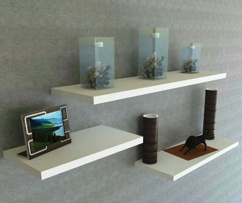 Imagen 3 de 4 de Juego D 3 Repisas Flotantes De 80,60,40 Cm. Madera 100% Pino