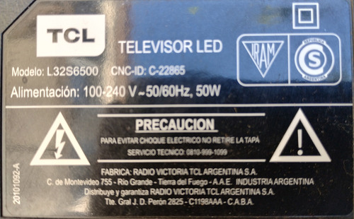 Placa Pantalla Con Flex Tv Led Smart Tcl L32s6500 (Usado)